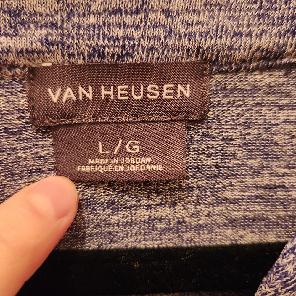 Van Heusen Heather Blue Long Sleeve Size L - Picture 3 of 4